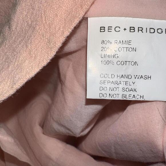 Bec and Bridge Peach  Cotton Ramie Mini Dress Women 2 But Fits Xxs 0 - Picture 5 of 6